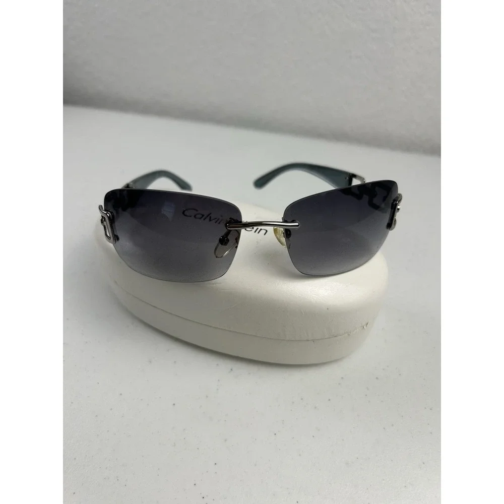 Calvin Klein‎ Womens Blue/Gray Silver Sunglasses R324S 010 With Case